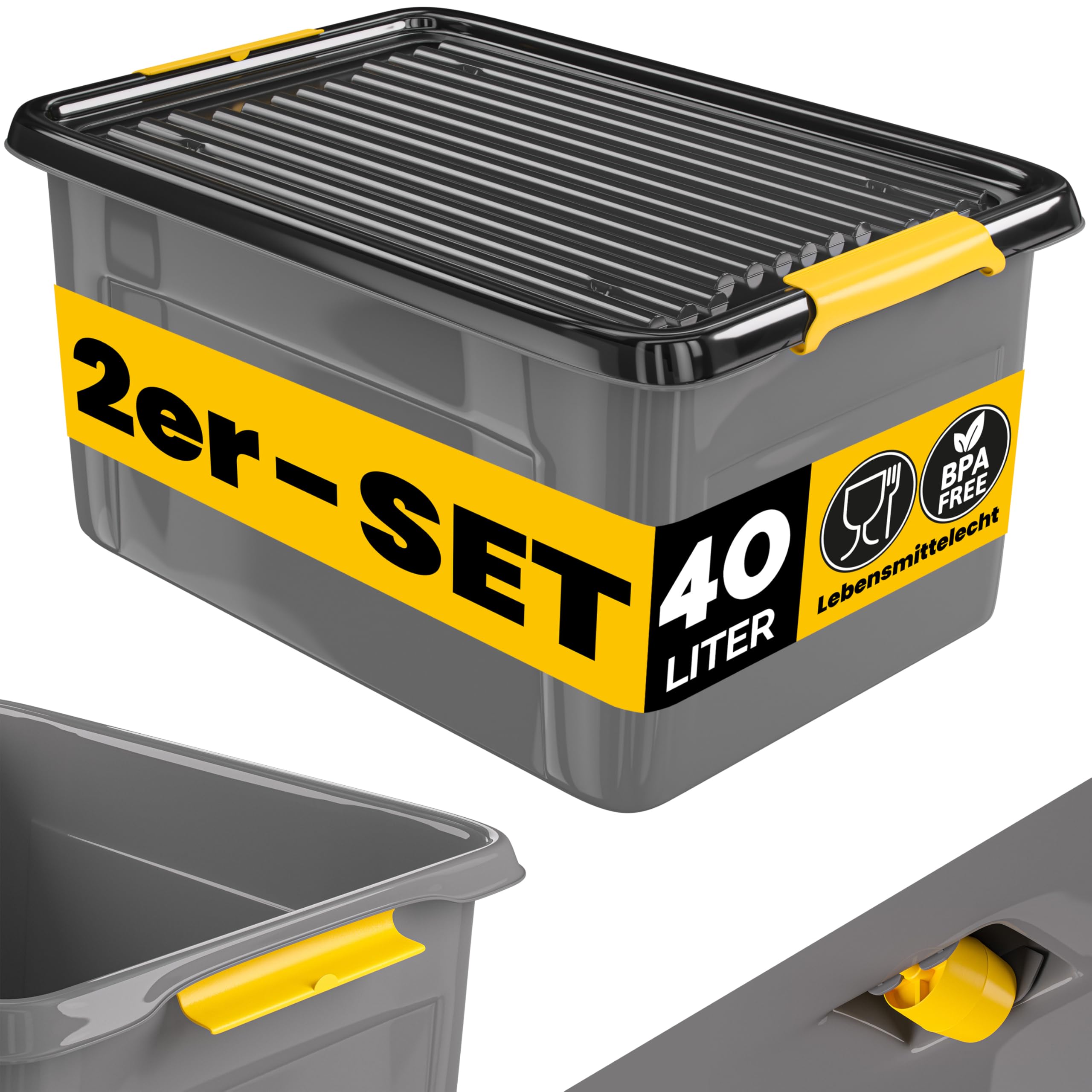  Monzana® 40L blickdicht Klickverschluss Aufbewahrungsbox BPA frei Keller Garage
| Monzana® 2x 40L belastbar Kunststoff 
